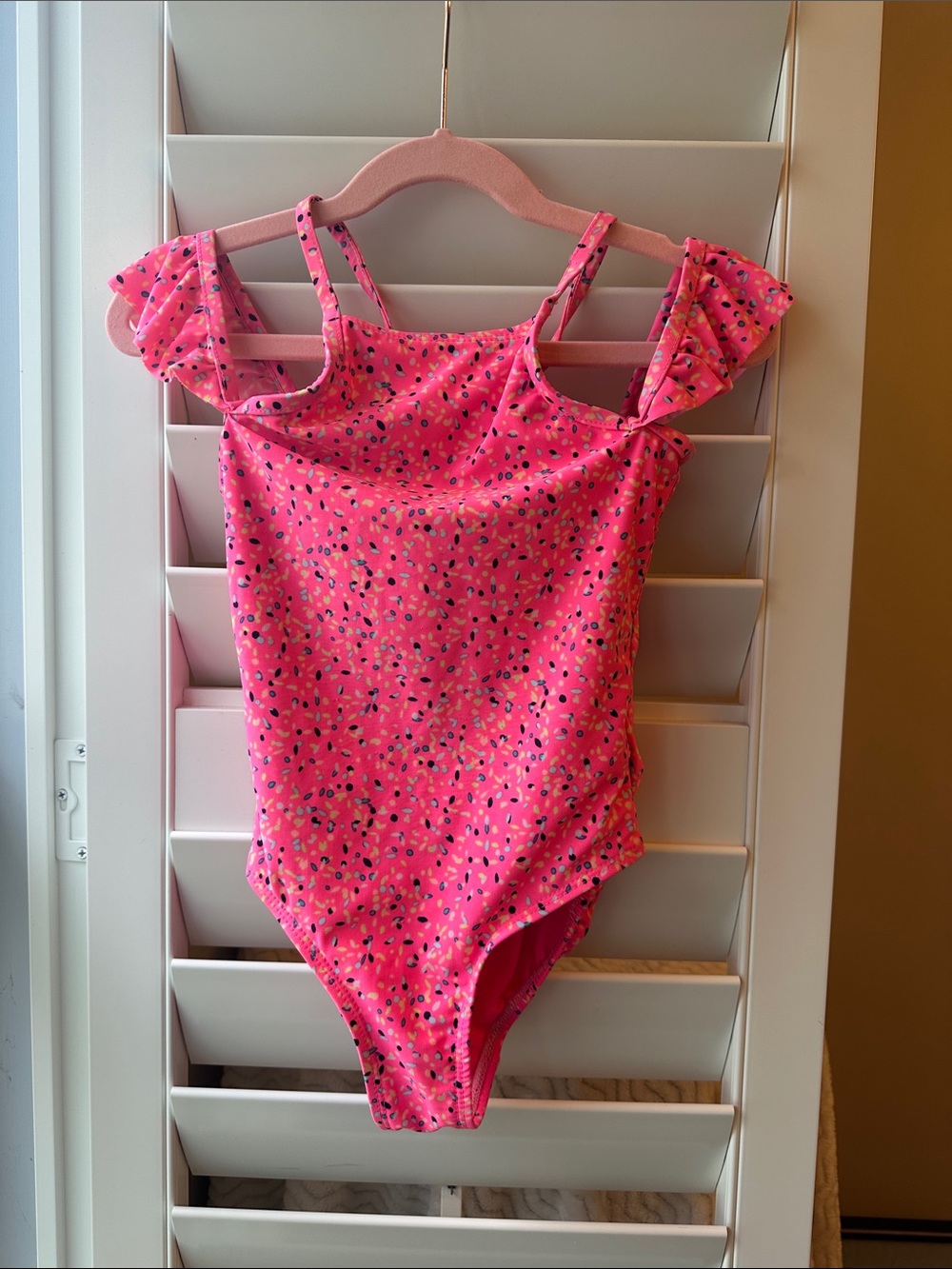 GAP Girls Hot Pink One-Piece Swimsuit with Multicolor Confetti Print